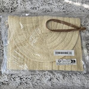 Woven Straw Clutch with Wrist And Cross Body Strap